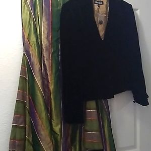 J. Peterman 2-pc Velour Jacket & Iridescent Renaissance Silk Skirt